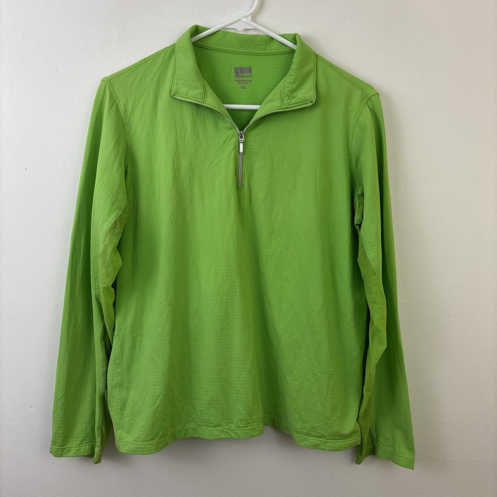 Riding Sport‎ Womens XL Neon Green Long Sleeve Quarter Zip Mesh Equestrian Horse